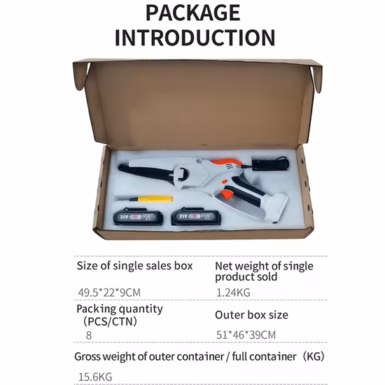 Novo modelo de apontador de motosserra de madeira sem fio portátil de 6 polegadas 21V