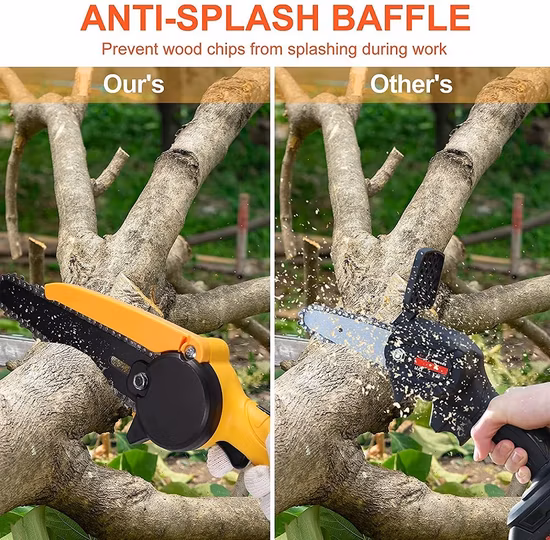 Nova chegada atualizada mini motosserra elétrica com bateria sem fio de 4 