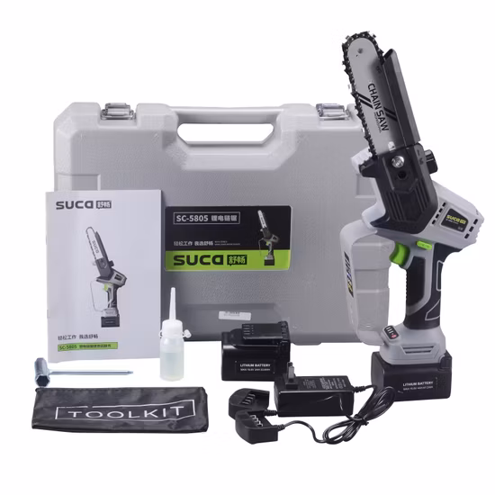 Alta qualidade 5 Polegada portátil elétrica bateria de lítio alimentado serra de corrente mini pólo serra elétrica sem fio para corte madeira