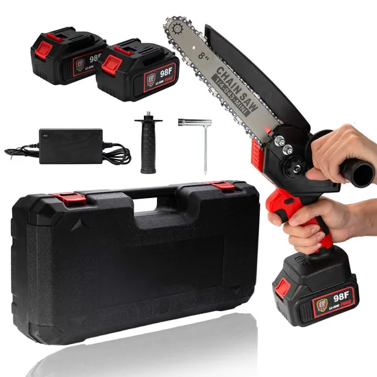 Índice de ouro profissional 21v cortador de madeira bateria de lítio sem fio 6/8 Polegada mini motosserra elétrica portátil com acessórios